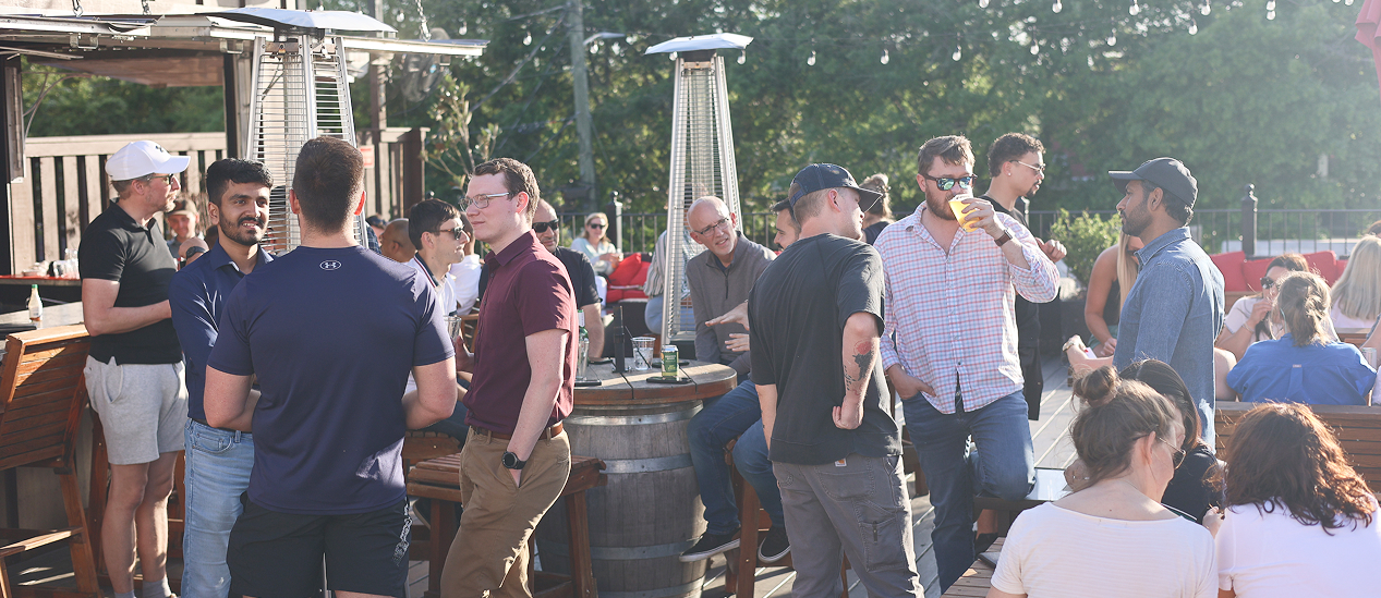crowd drinking and socializing at Grace
